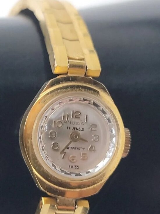 VTG Anosis 17-Jewel Wind Ladies Cocktail Watch Swiss Made RUNS 7.5\